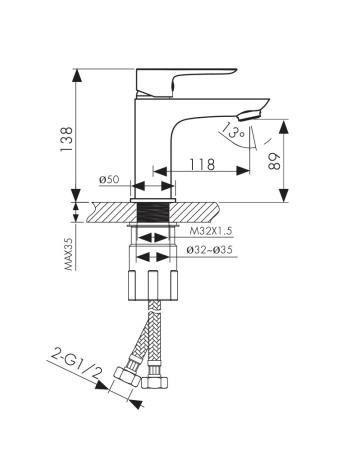 05011-2 Смеситель KAISER Cezar для раковины 